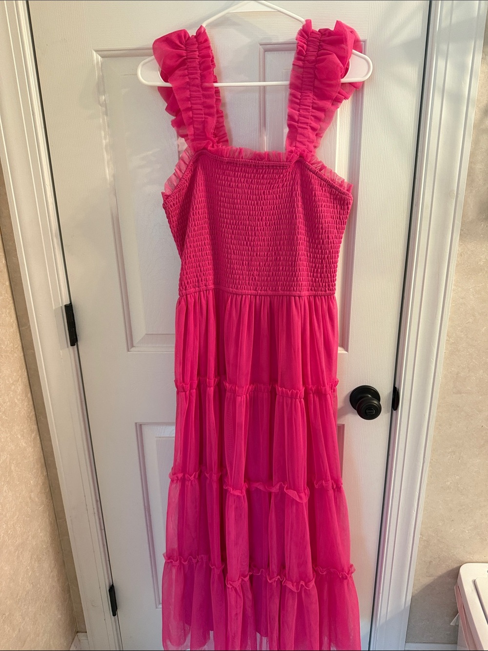 Bright Pink Ruffled Tiered Sundress
